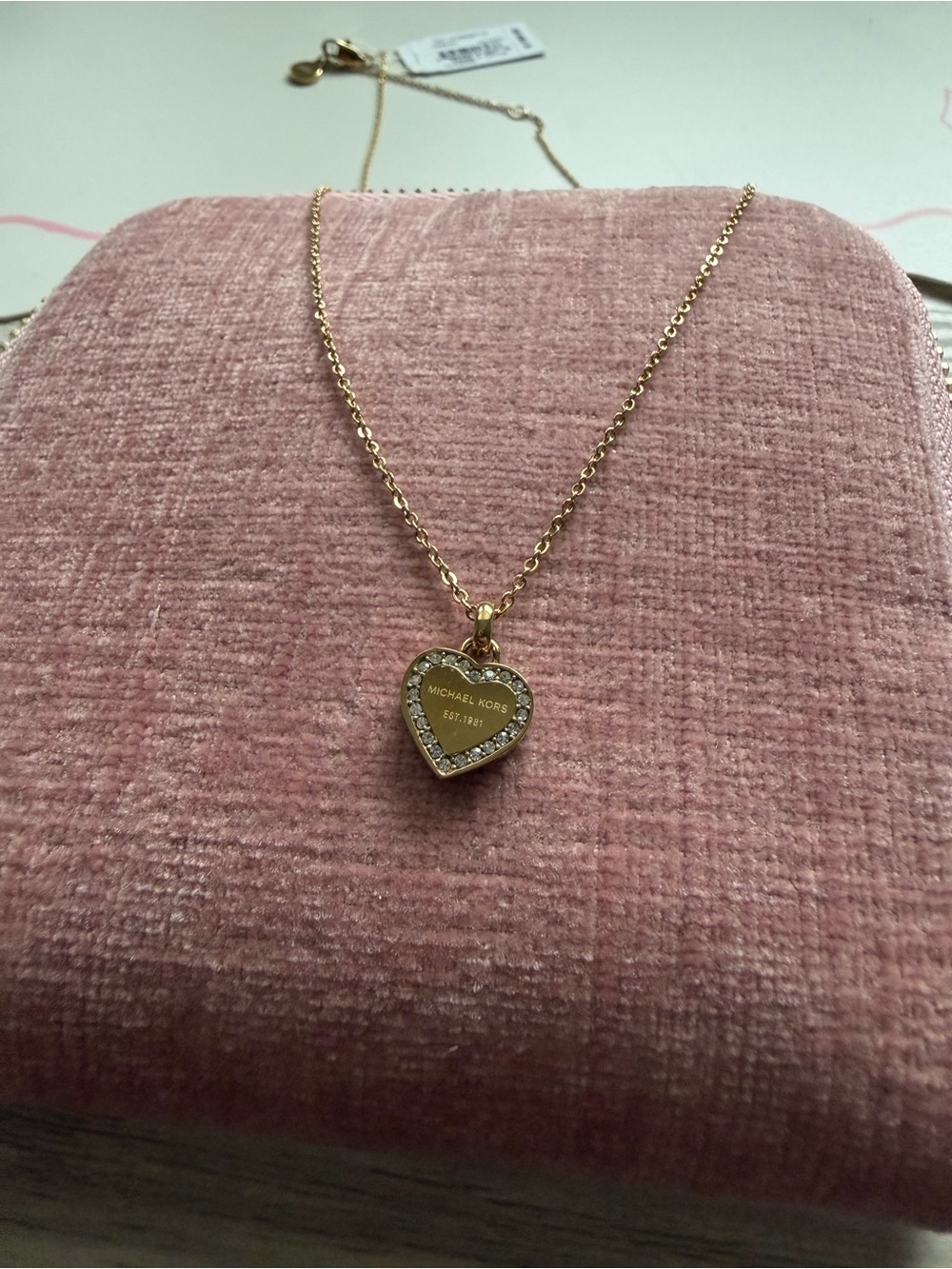Michael Kors Heritage Gold-Tone Heart Crystals Pendant Necklace